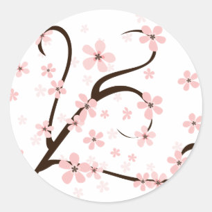 Adesivo Redondo Flores cor-de-rosa pequenas