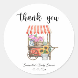 Adesivo Redondo Flores Cultivadas Localmente Mercado de Agricultor