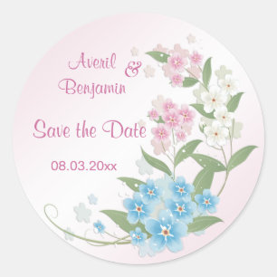 Adesivo Redondo Flores da flor que Wedding economias a data