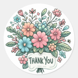 Adesivo Redondo Flores de Agradecimento