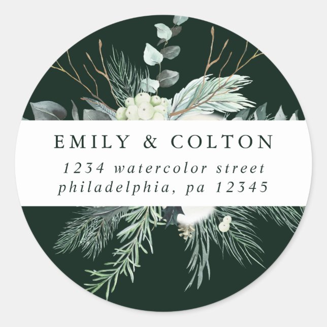 Adesivo Redondo Flores de Algodão e Folhagem Persistente Endereço  (Frente)