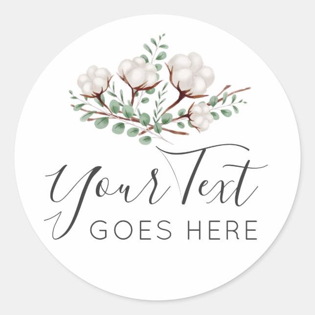 Adesivo Redondo Flores de Algodão Rústicas do Sul Folhagem Verde L (Frente)