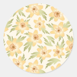 Adesivo Redondo Flores de Anêmonas Laranja Selvagens - padrão unif