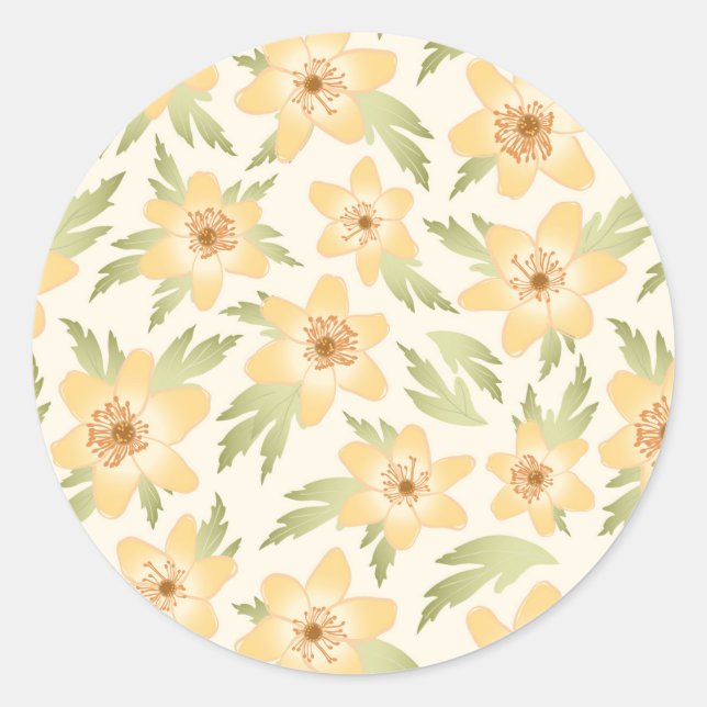 Adesivo Redondo Flores de Anêmonas Laranja Selvagens - padrão unif (Frente)