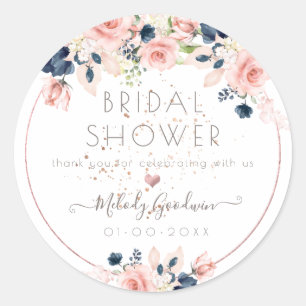 Adesivo Redondo Flores de Aquarela do Marinho PixDezines