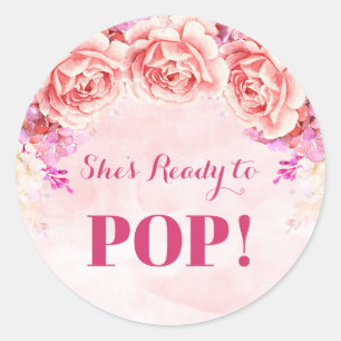 Adesivo Redondo Flores de Aquarela Rosa Prontas para Pop