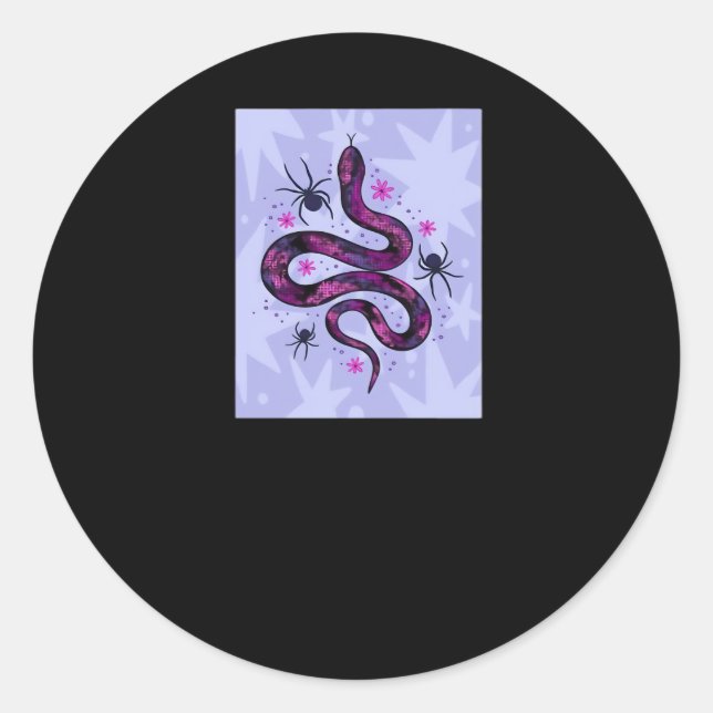 Adesivo Redondo Flores de aranhas Cobra de Whimsigoth (Frente)