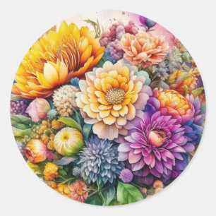 Adesivo Redondo Flores de Arte Ai Coloridas bonito