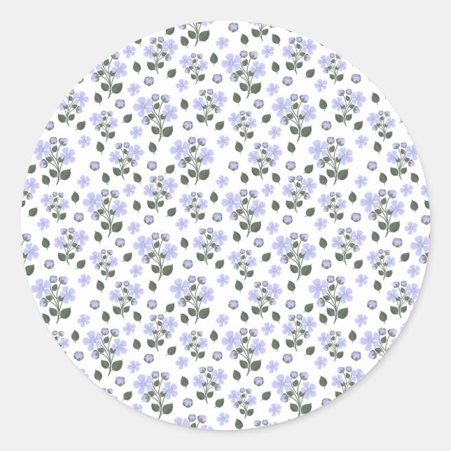 Adesivo Redondo Flores de Blackberry, padrão sem costura (Frente)