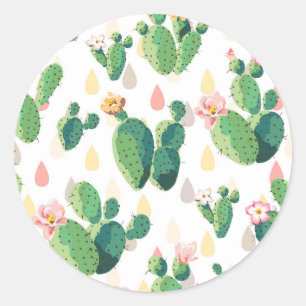 Adesivo Redondo Flores de Cactus