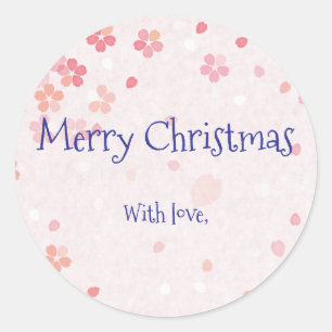 Adesivo Redondo Flores de cerejeira de Natal personalizadas Japone