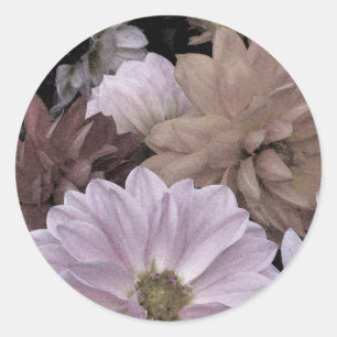 Adesivo Redondo Flores de Dahlia Garden Abstrato