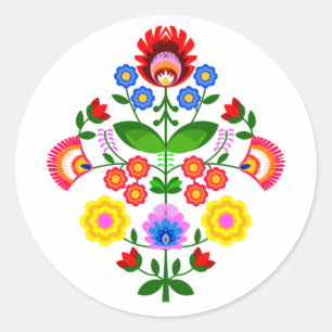 Adesivo Redondo flores de design polaco