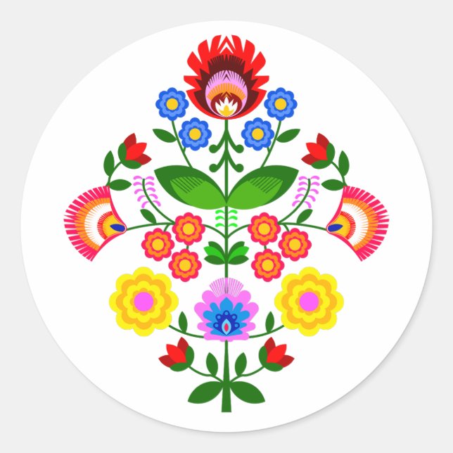 Adesivo Redondo flores de design polaco (Frente)