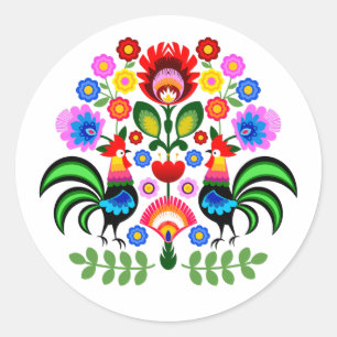Adesivo Redondo flores de design polaco