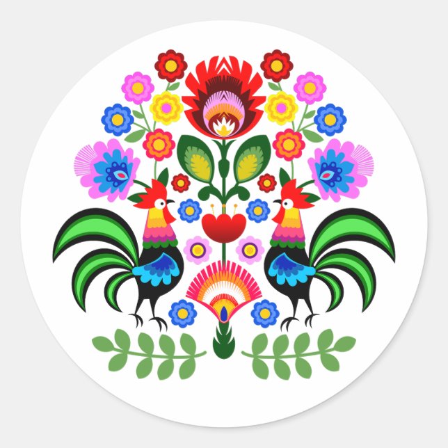 Adesivo Redondo flores de design polaco (Frente)