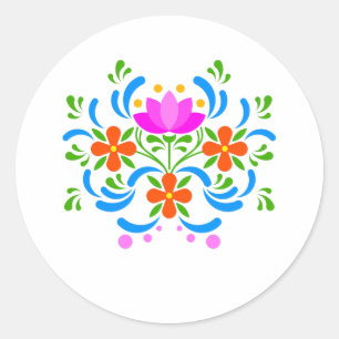 Adesivo Redondo flores de design polaco
