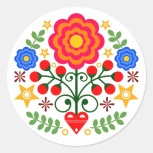 Adesivo Redondo flores de design polaco
