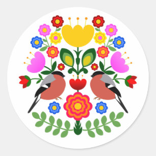 Adesivo Redondo flores de design polaco