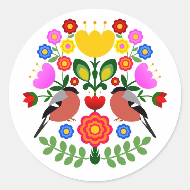 Adesivo Redondo flores de design polaco (Frente)