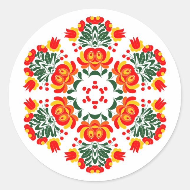 Adesivo Redondo flores de design polonês (Frente)
