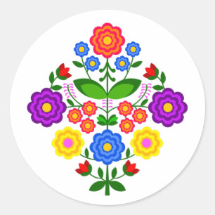 Adesivo Redondo flores de design polonês