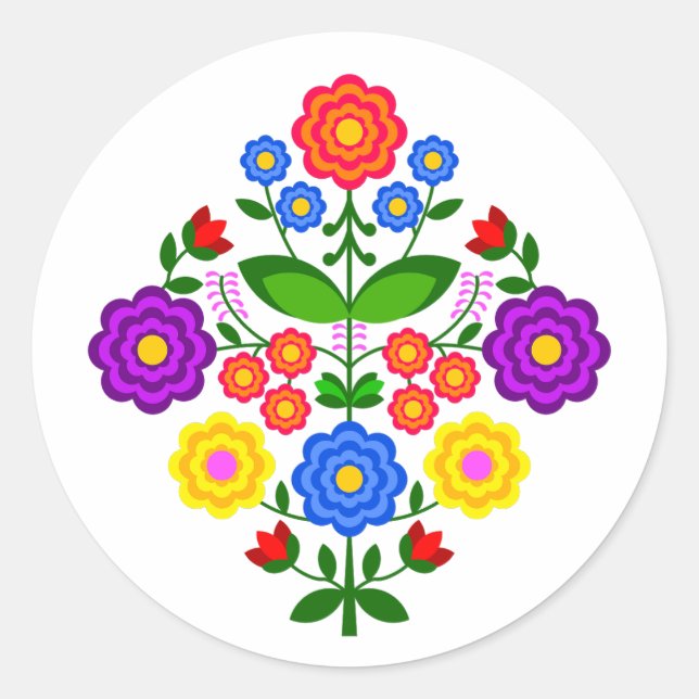 Adesivo Redondo flores de design polonês (Frente)