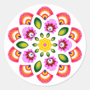 Adesivo Redondo flores de design polonês