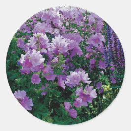 Adesivo Redondo Flores de hiscus púrpura