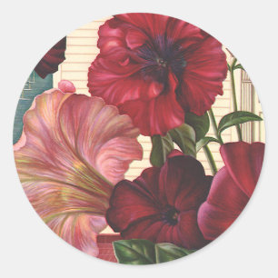 Adesivo Redondo Flores de Ipoméia Antiga no Jardim