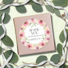 Adesivo Redondo Flores de Lâmpadas Cor-de-Água Rosa