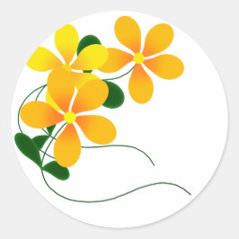 Adesivo Redondo Flores de Laranja e Amarelo