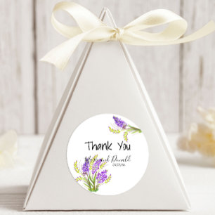 Adesivo Redondo Flores de Lavanda e Verde em Aquarela