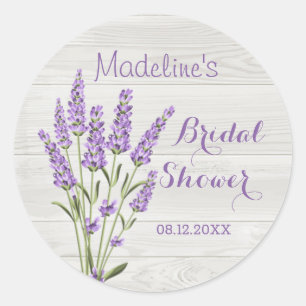 Adesivo Redondo Flores de lavanda roxa em Chuveiro de Noiva de mad