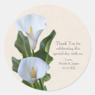 Adesivo Redondo Flores de Lírio Calla Floral Elegante Noiva Casame