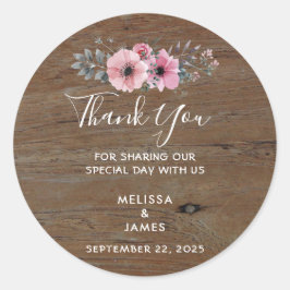 Adesivo Redondo Flores de madeira russa.