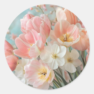 Adesivo Redondo Flores de Mola de Pastel Design Delicadas Florais 