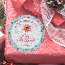 Adesivo Redondo Flores de Natal Banho de Bens Caseiros