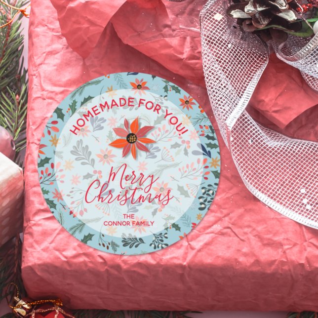 Adesivo Redondo Flores de Natal Banho de Bens Caseiros (Criador carregado)