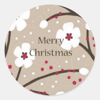 Adesivo Redondo Flores de Natal e Berries Sticker