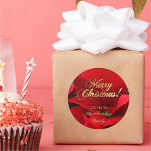 Adesivo Redondo Flores de Natal Florais Elegantes Poinsettia Verme