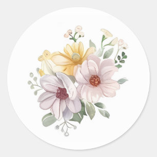 Adesivo Redondo Flores de Páscoa de Aquarela