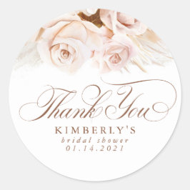 Adesivo Redondo Flores de Pastel Suave Grama de Pampas Obrigado