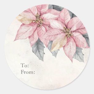 Adesivo Redondo Flores de Poinsettia Rosa Personalizadas Para e De