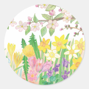 Adesivo Redondo Flores de primavera 