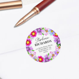 Adesivo Redondo Flores de Primavera de Aquarela Flores de Envelope