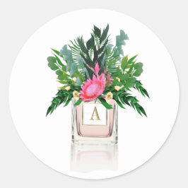 Adesivo Redondo Flores De Proteína Do Frasco De Perfume Monograma