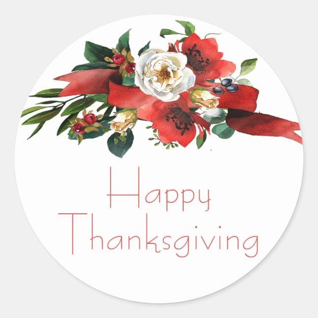 Adesivo Redondo Flores de Quedas de Aquarela (Frente)