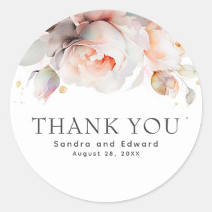 Adesivo Redondo Flores De Rosa Suave Elegantes Agradecimentos Botâ