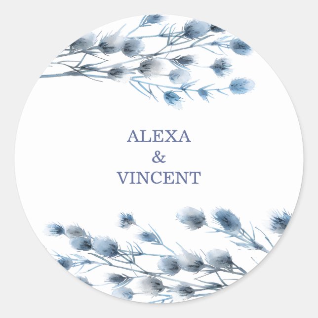Adesivo Redondo Flores de Verão de Aquarela Personalizáveis (Frente)